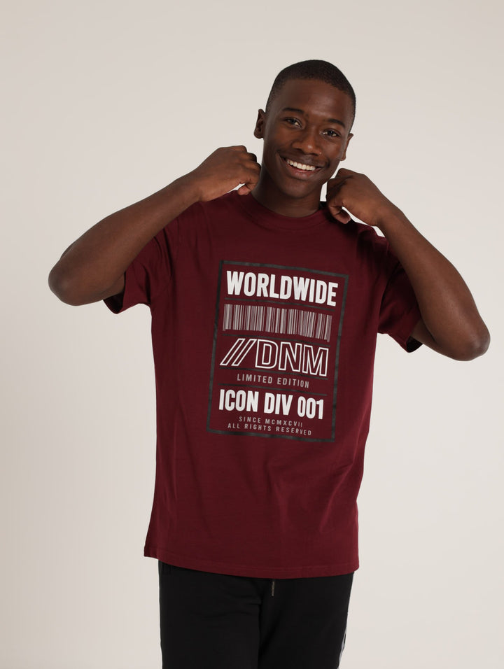 Barcode Frame Tee - Dark Red