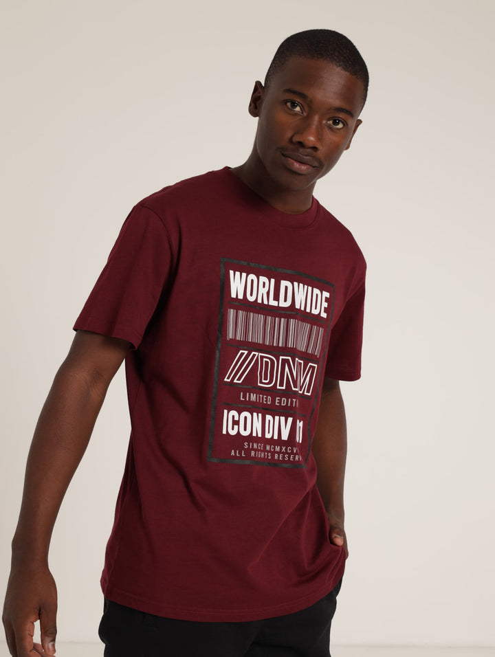 Barcode Frame Tee - Dark Red