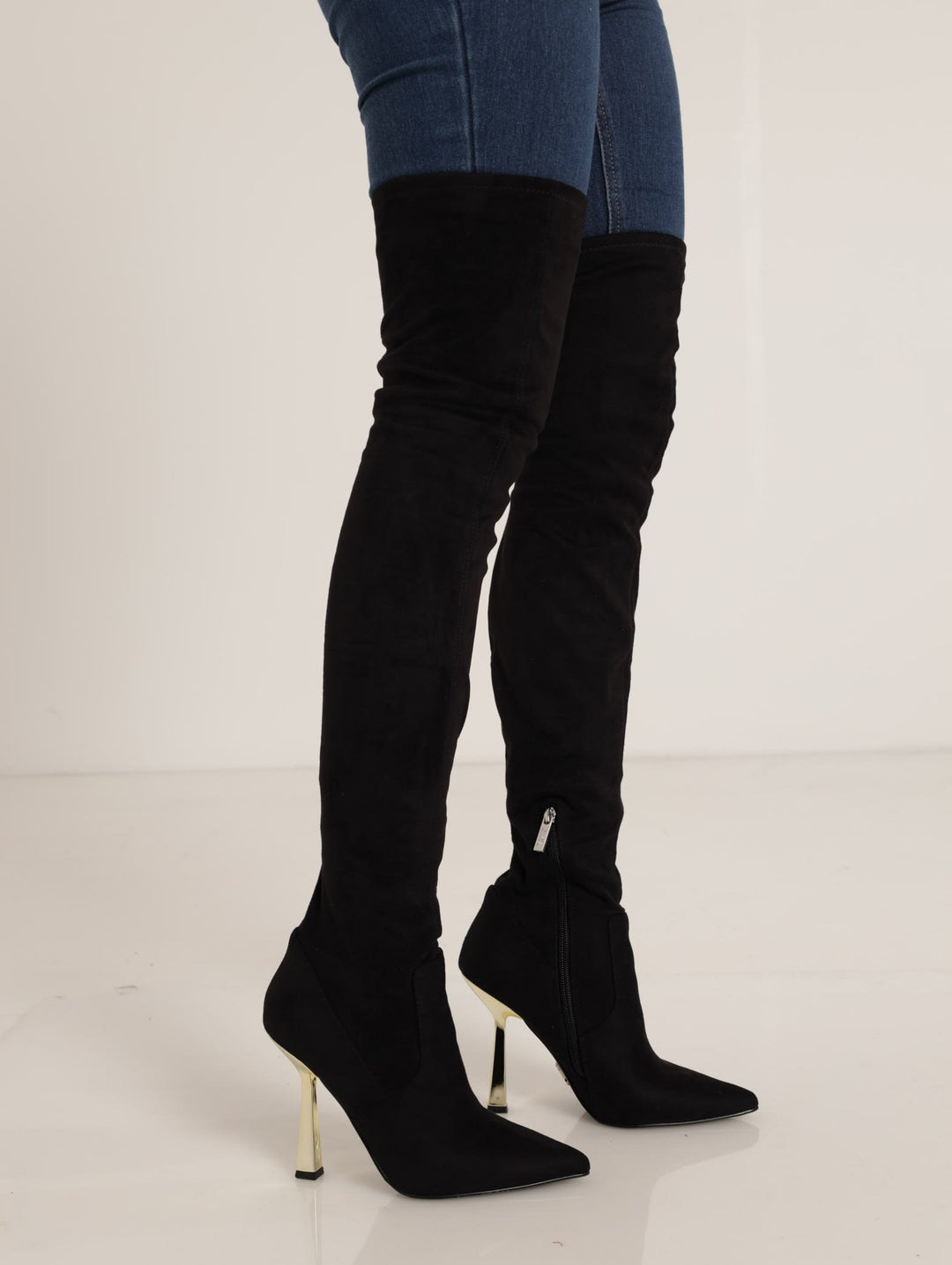 Venuss Stiletto Thigh High Boot - Black