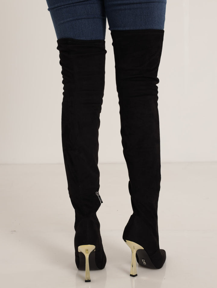 Venuss Stiletto Thigh High Boot - Black