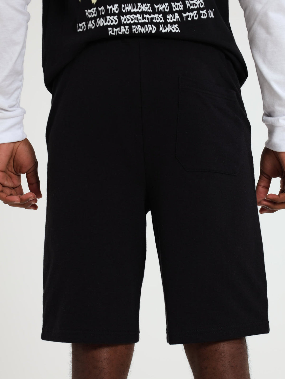 Boys Print Fleece Short - Black