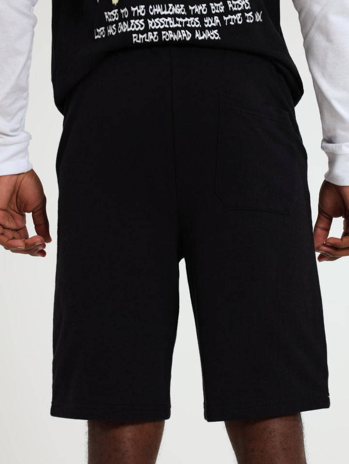 Boys Print Fleece Short - Black