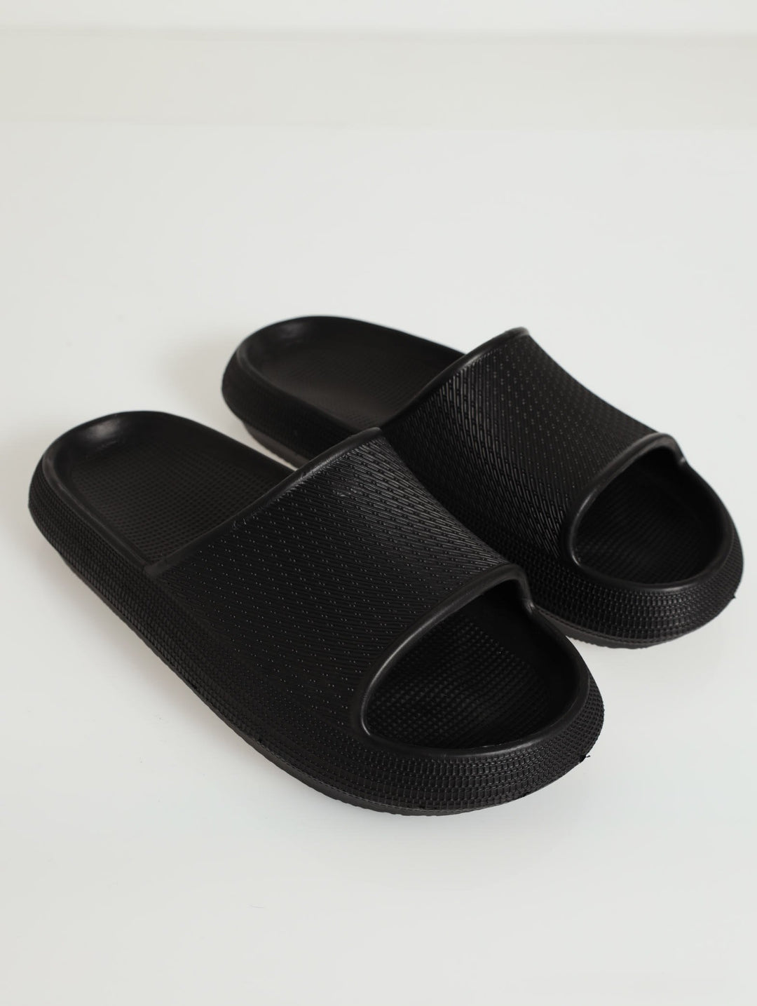 Textured Moulded Eva Slide Sandal - Black