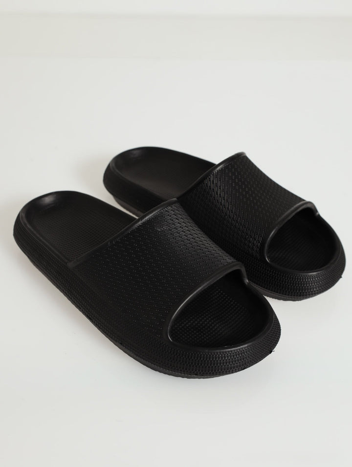 Textured Moulded Eva Slide Sandal - Black