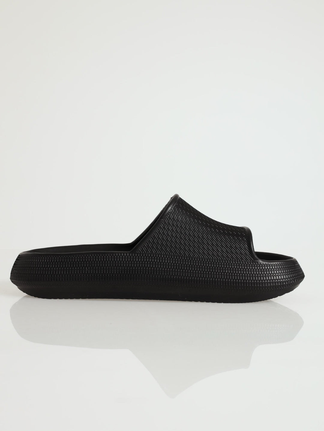 Textured Moulded Eva Slide Sandal - Black