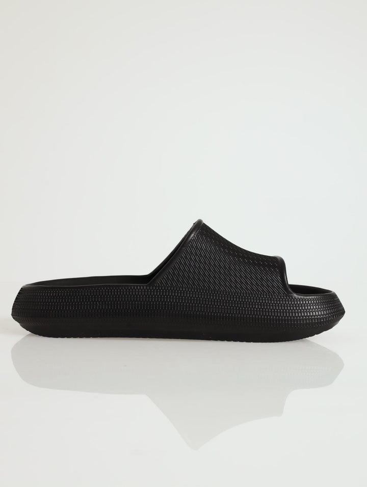 Textured Moulded Eva Slide Sandal - Black