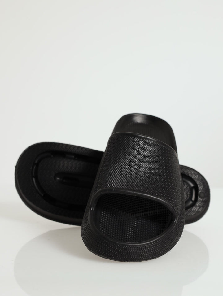 Textured Moulded Eva Slide Sandal - Black