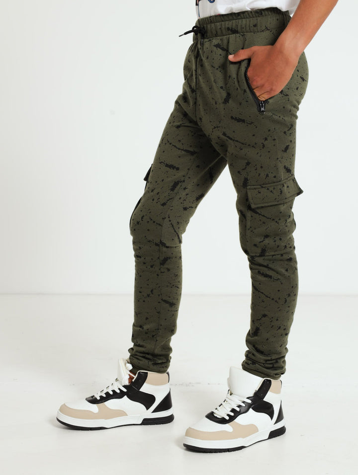 Boys Paint Splatter Jogger - Olive