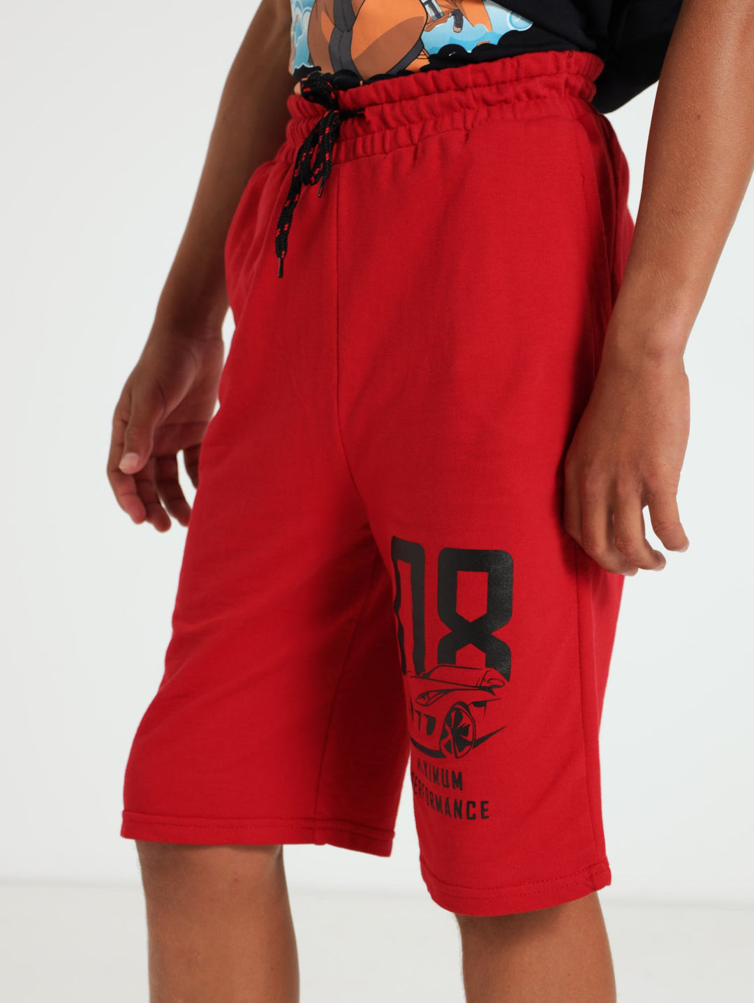 Boys Cars Fleece Shorts - Red