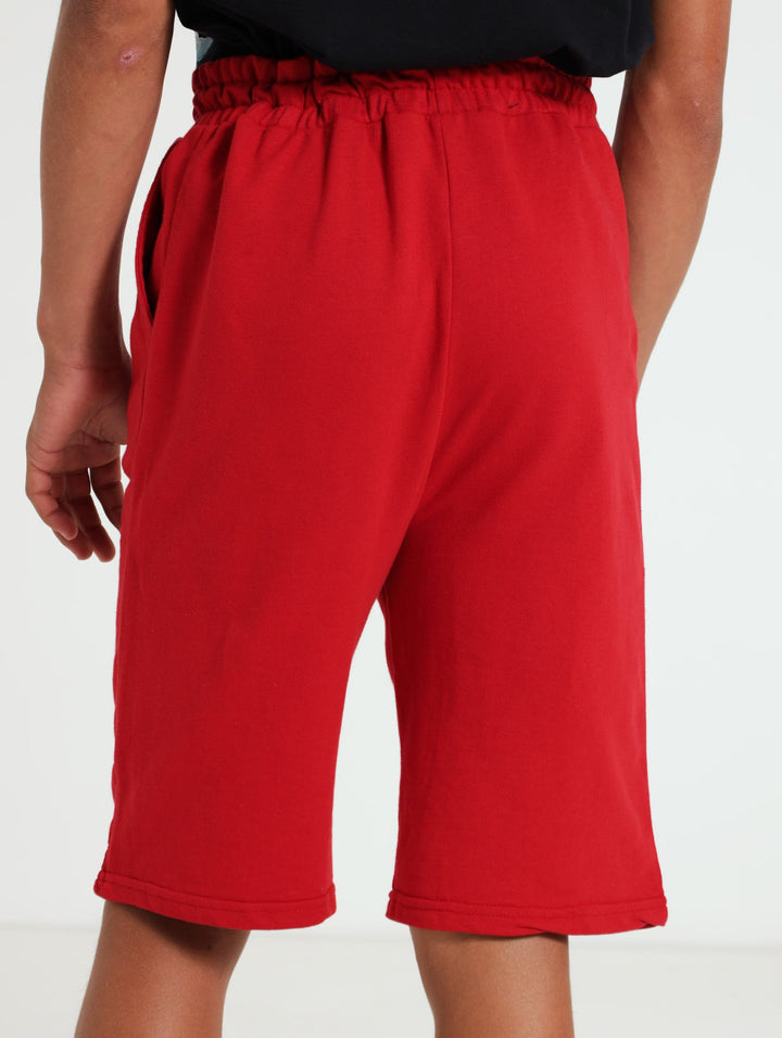 Boys Cars Fleece Shorts - Red