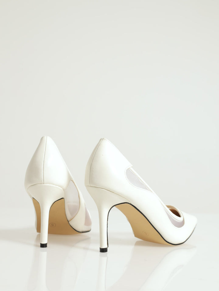 Bella Pointed Toe Stiletto Court Heel - Off White