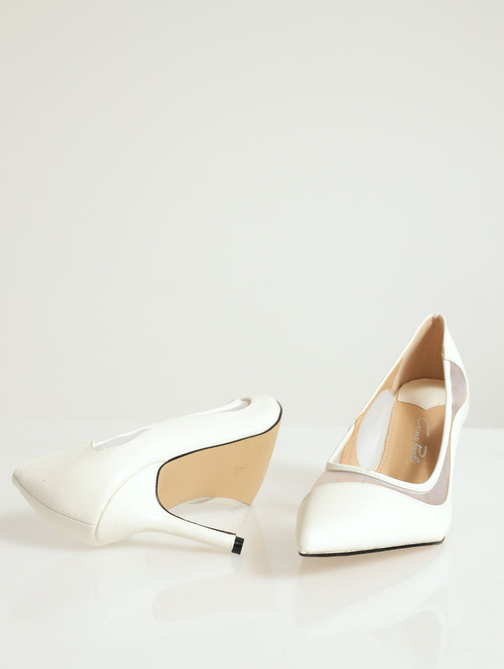 Bella Pointed Toe Stiletto Court Heel - Off White