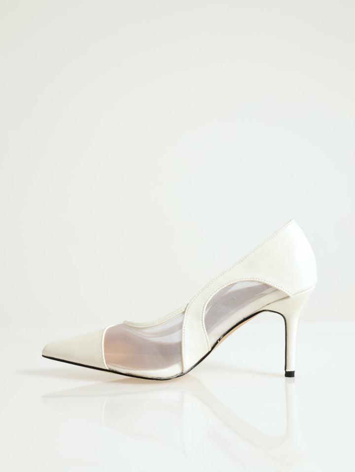 Bella Pointed Toe Stiletto Court Heel - Off White