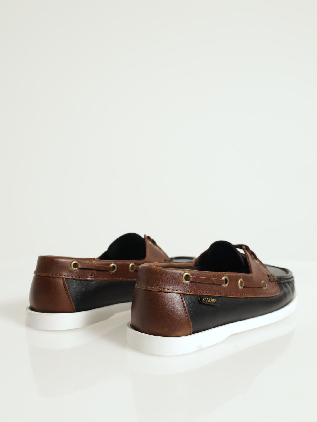 Boys Pu Boat Shoe - Black/Brown