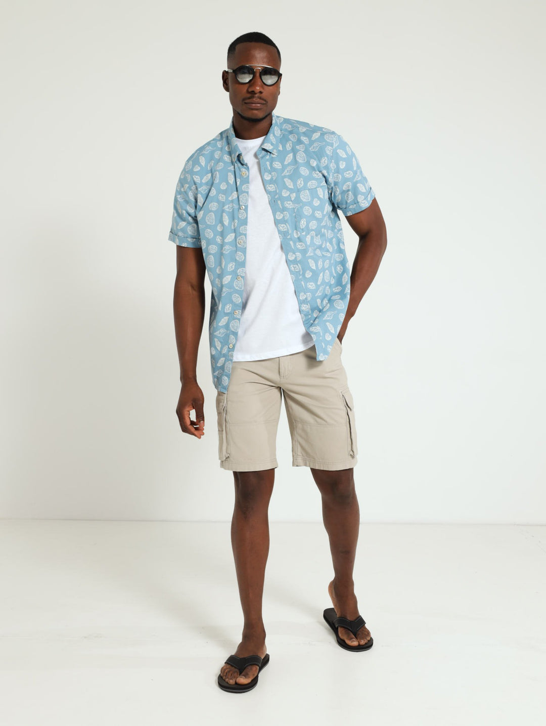 Shell Print Shirt - Light Blue