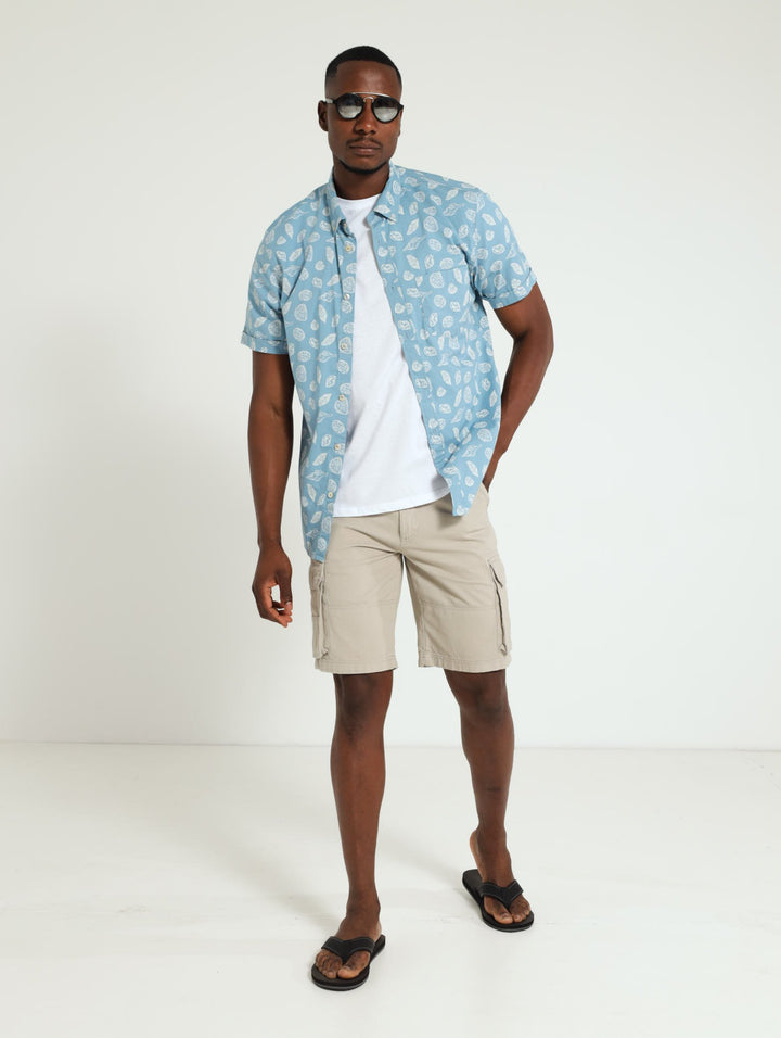 Shell Print Shirt - Light Blue