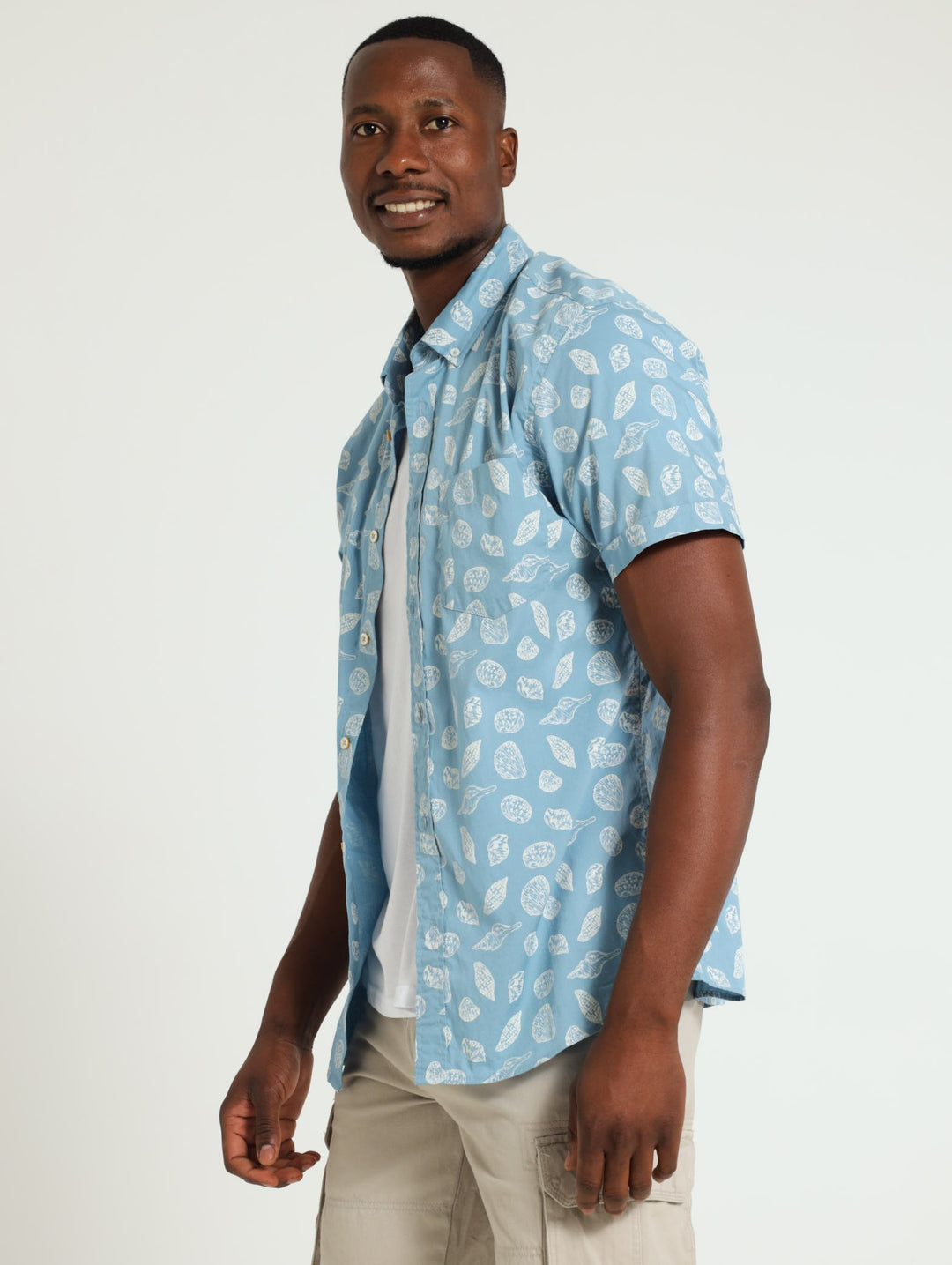 Shell Print Shirt - Light Blue