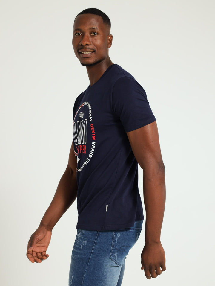 Trey Print Tee - Navy