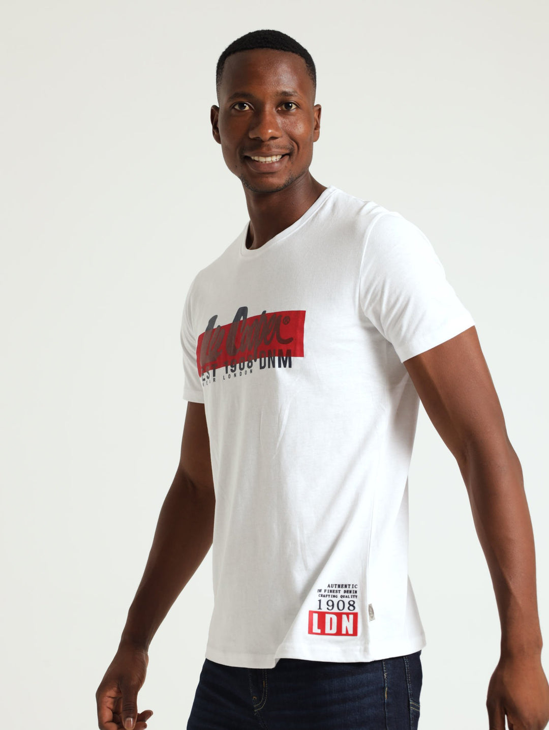 Columbus Overlay Print Tee - White