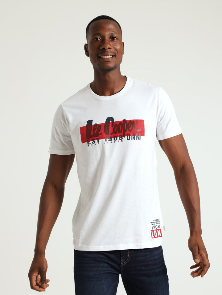 Columbus Overlay Print Tee - White
