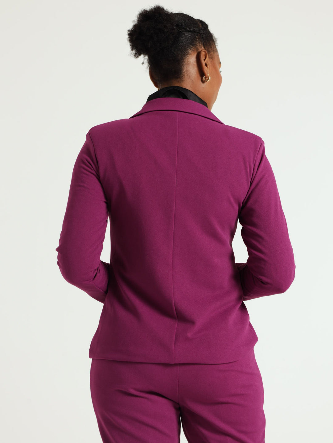 Single Breast Fancy Button Blazer - Dark Purple