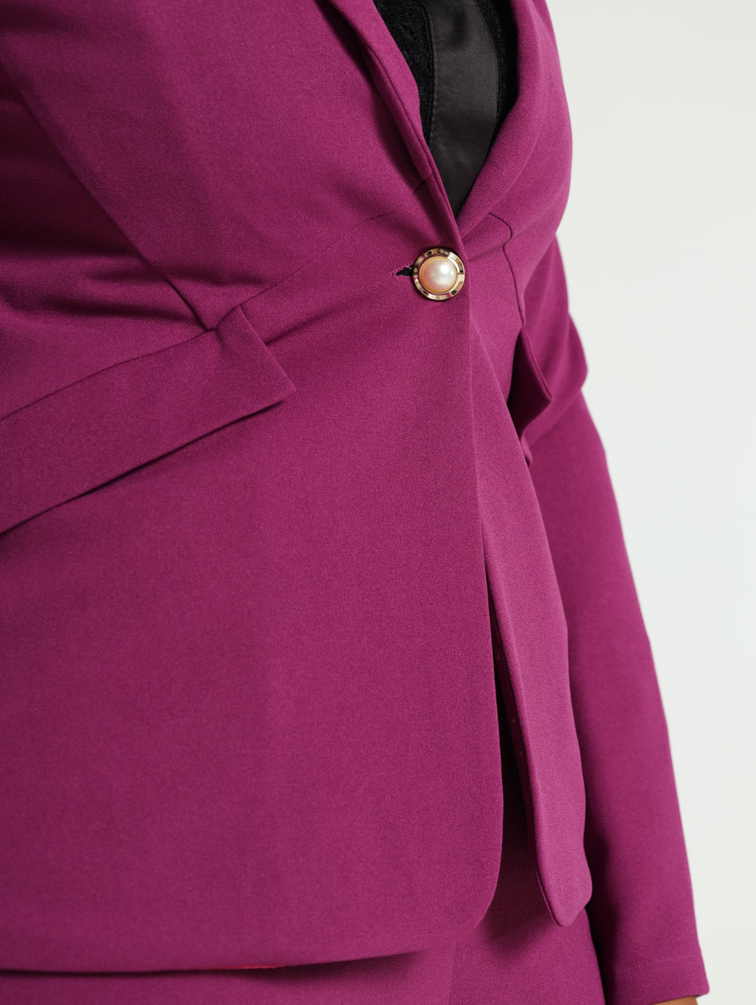Single Breast Fancy Button Blazer - Dark Purple