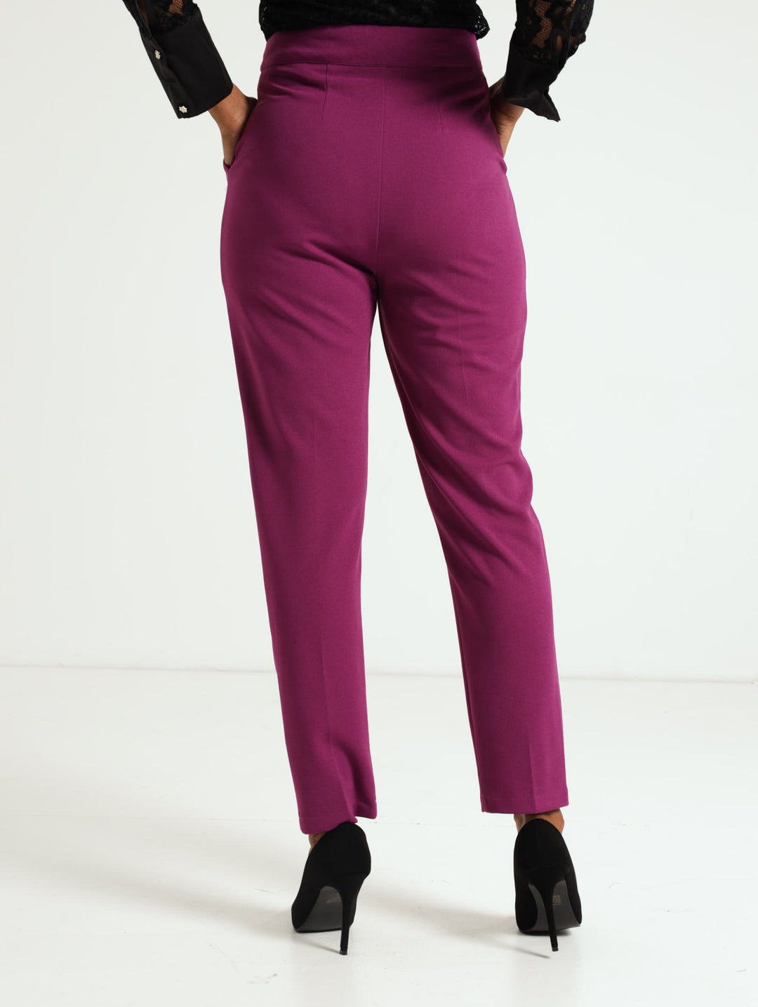 Extended Tab Slim Leg Pants - Dark Purple