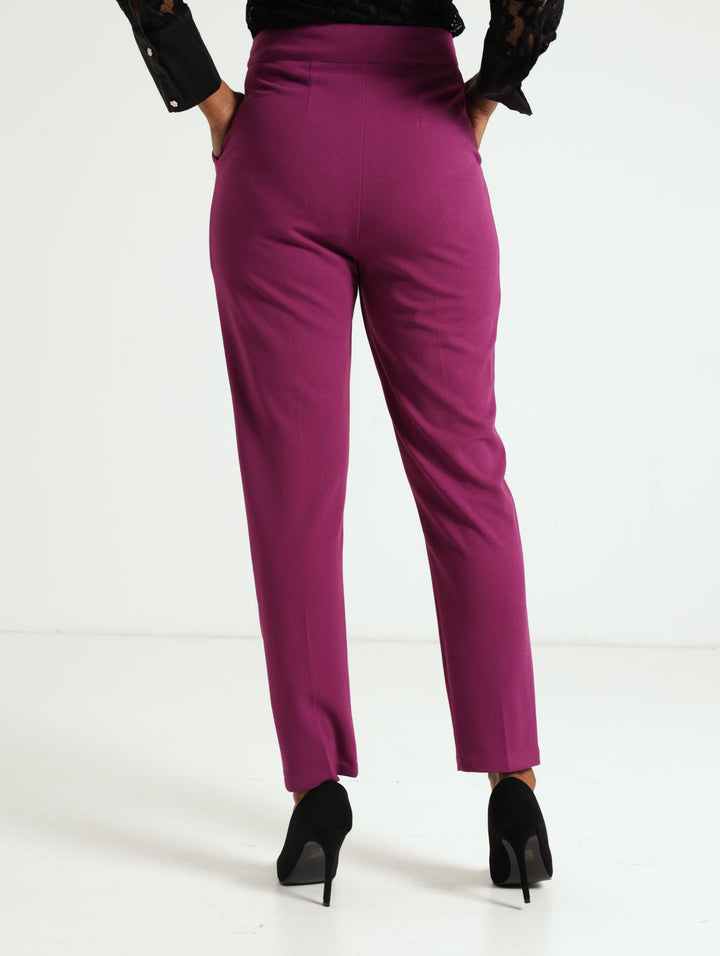 Extended Tab Slim Leg Pants - Dark Purple
