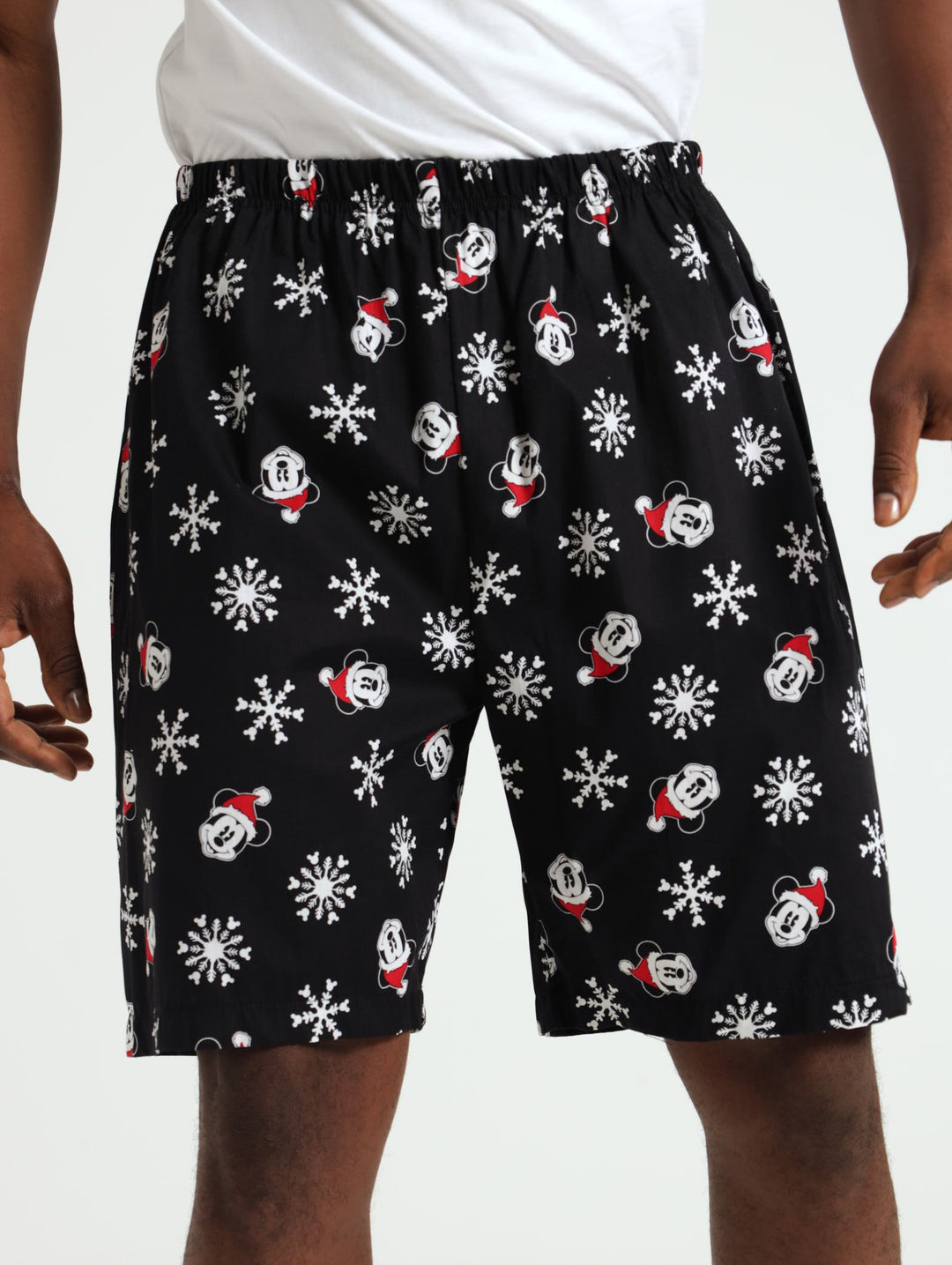 Mens Mickey Christmas Shorts - Black