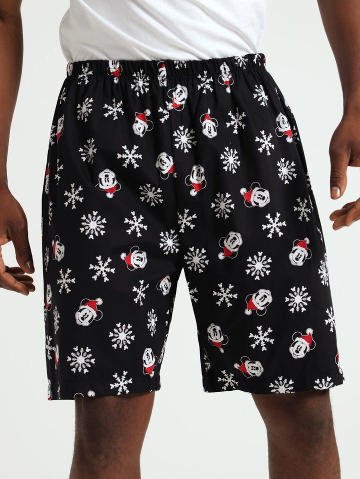 Mens Mickey Christmas Shorts - Black