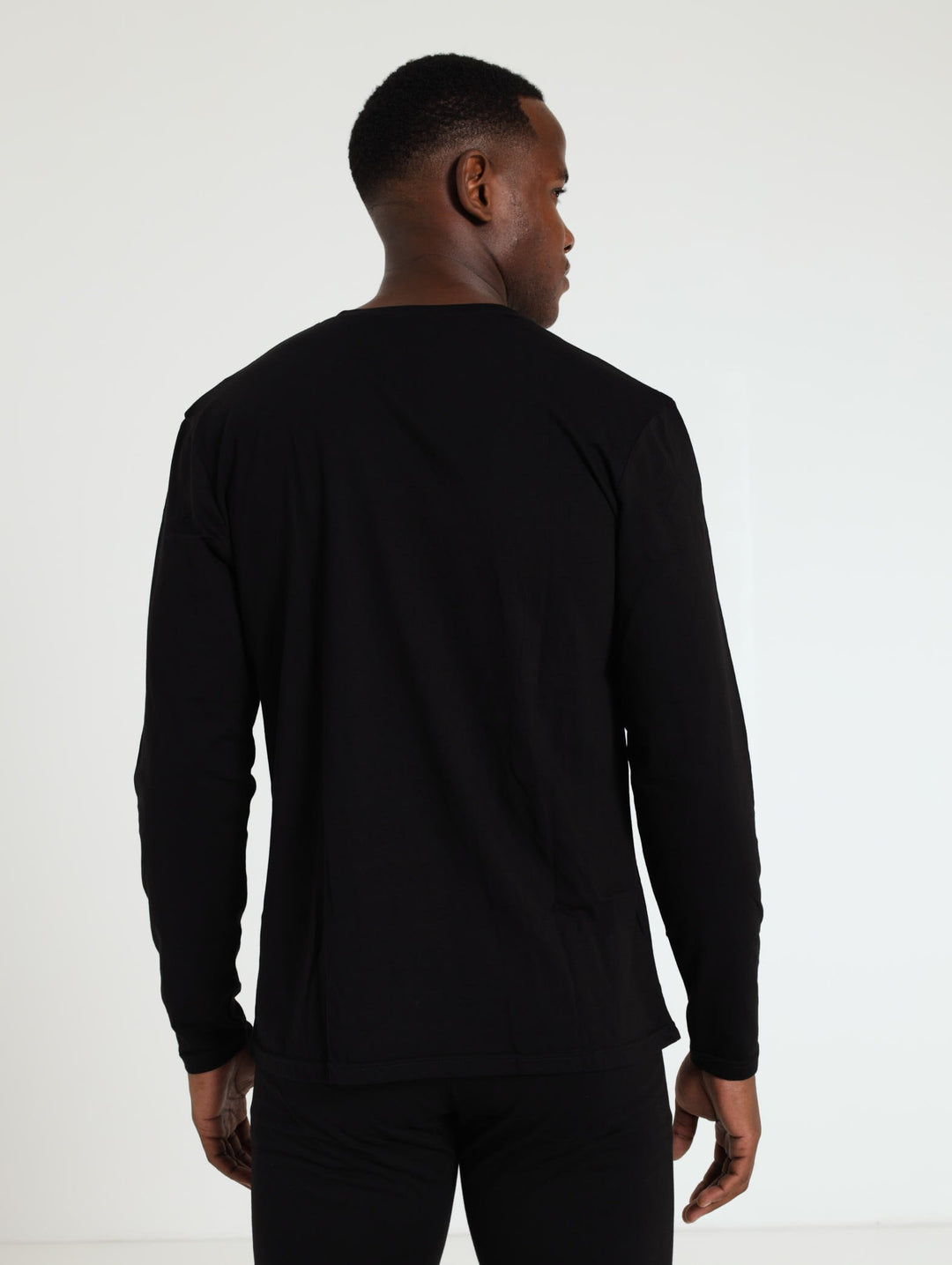 Men's Winter Long Sleeve Thermal V-Neck T-Shirt - Black