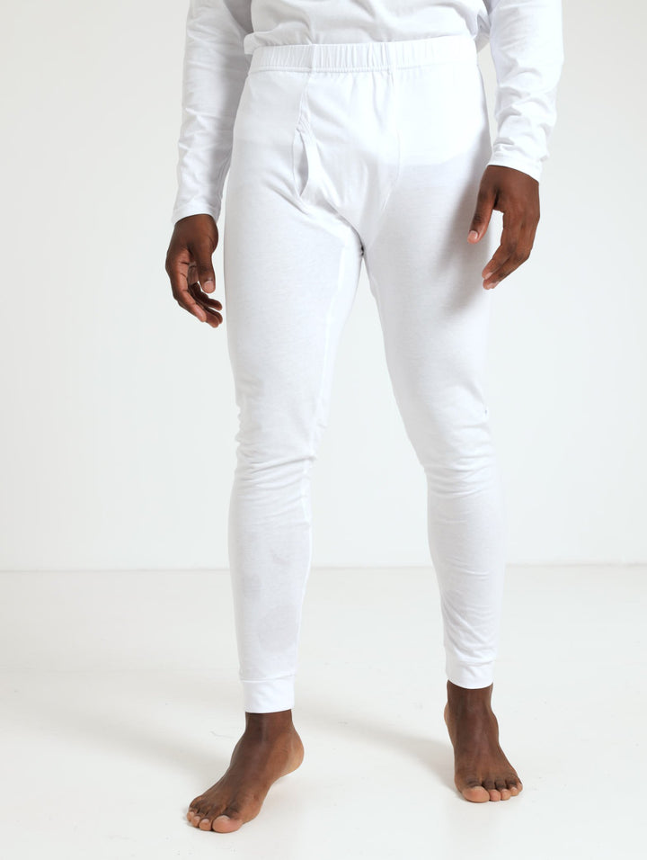 Men's Winter Long John Cotton Thermal - White