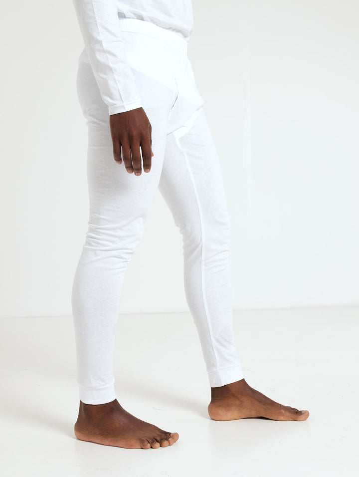 Men's Winter Long John Cotton Thermal - White