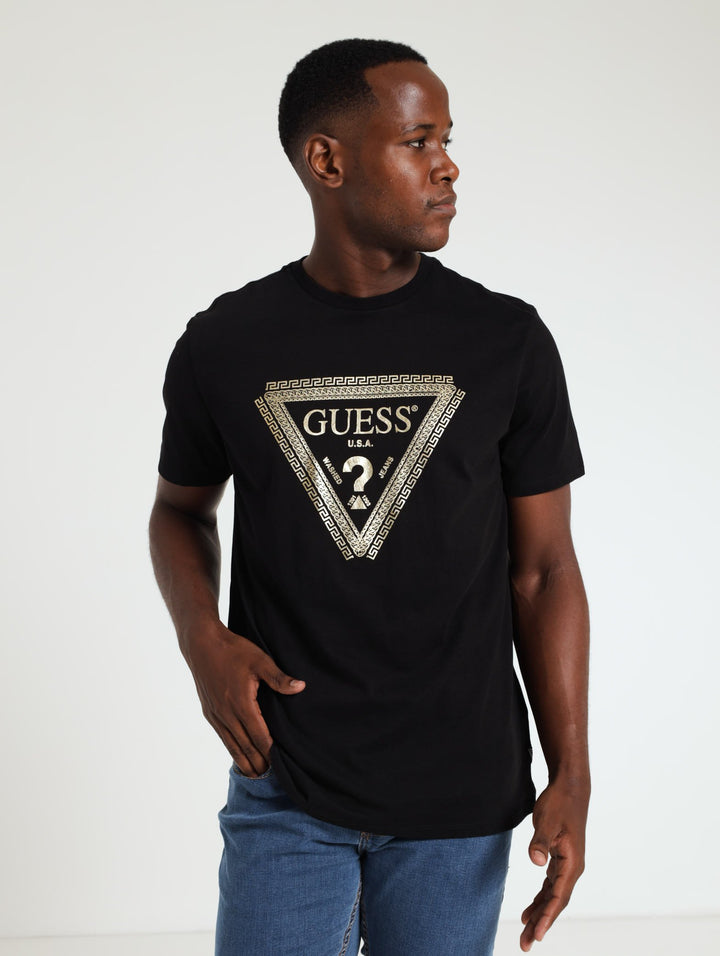 Men's Short Sleeve Basic Chain Logo Tee - Black