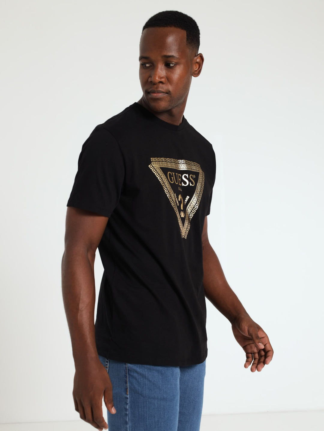 Men's Short Sleeve Basic Chain Logo Tee - Black