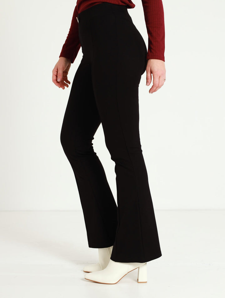Ponti Flared Leg Pants - Black