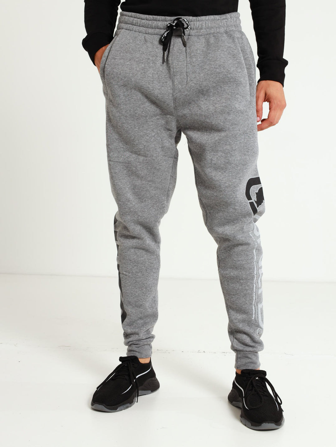 Track Pant With Leg Print - Grey