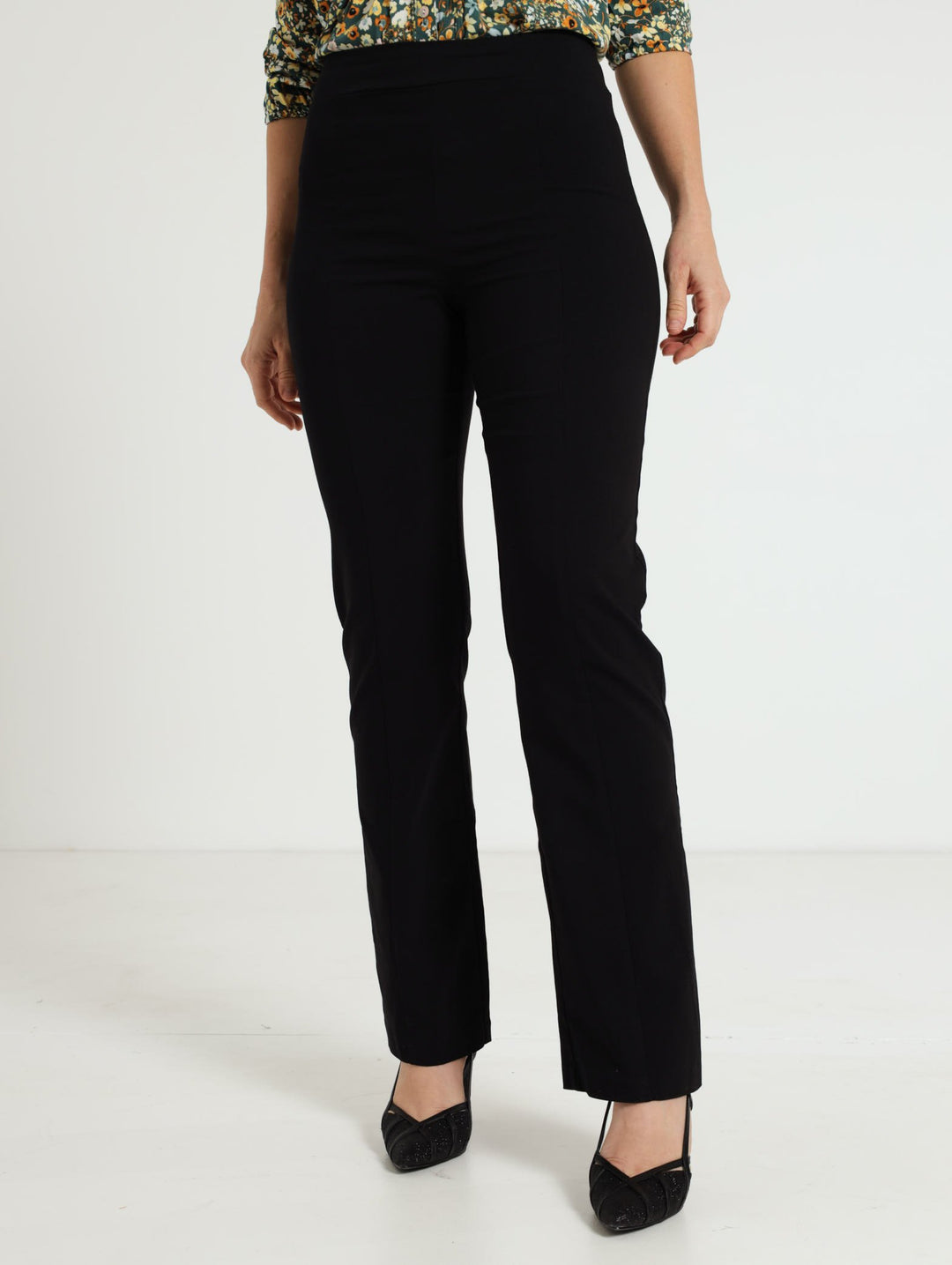 Straight Leg Bengaline Pants - Black