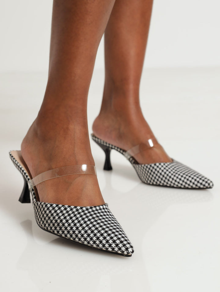 Printed Kitten Heel - Black/White