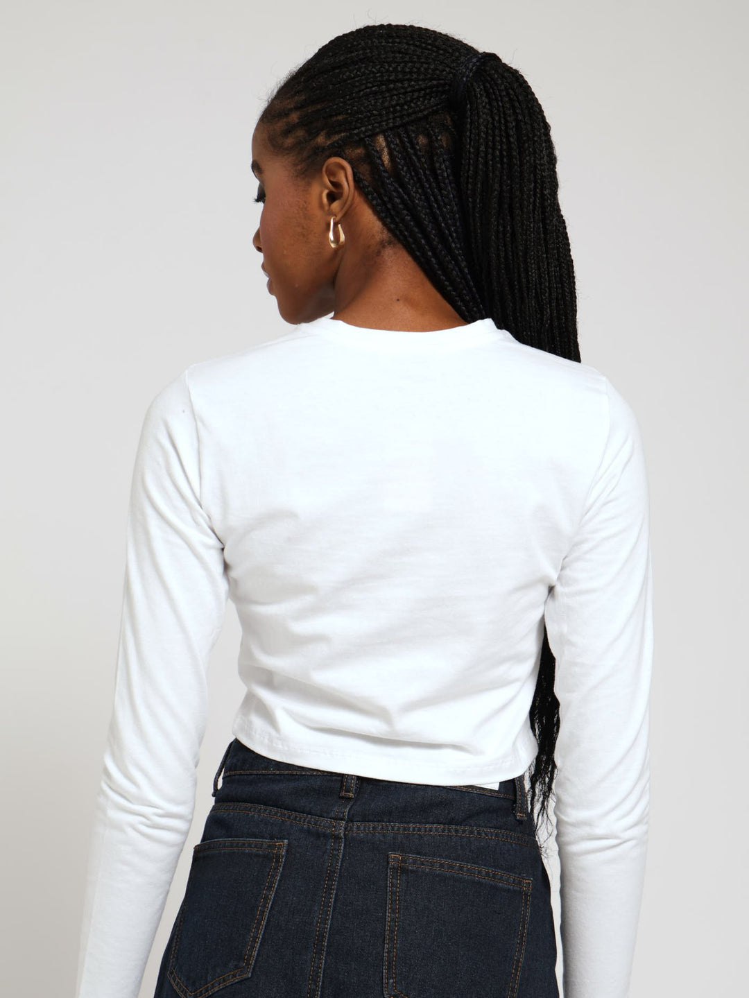 Long Sleeve Basic Top - White