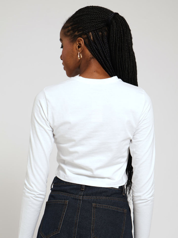 Long Sleeve Basic Top - White