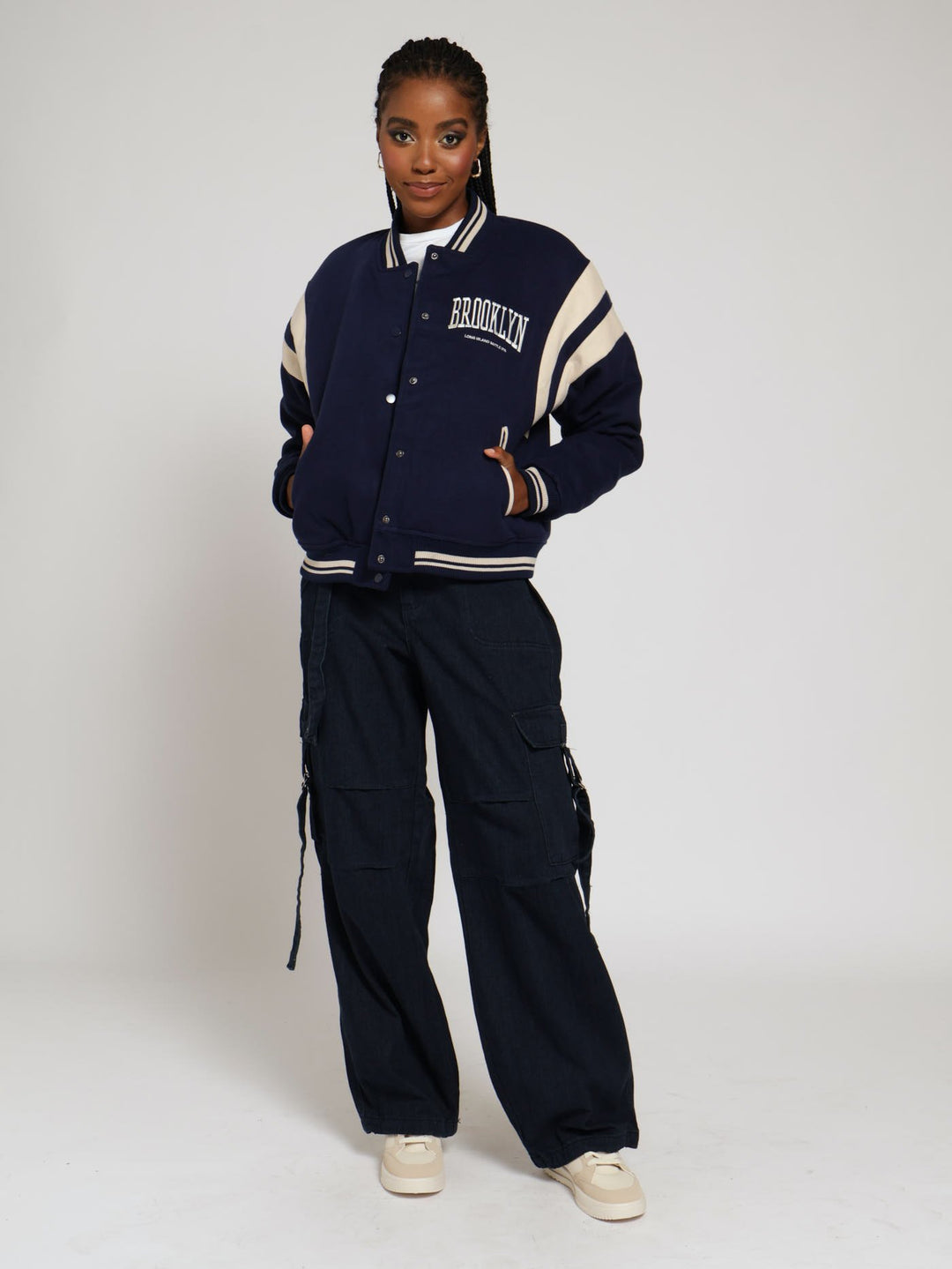 Melton Baseball Bomber Jacket - Navy