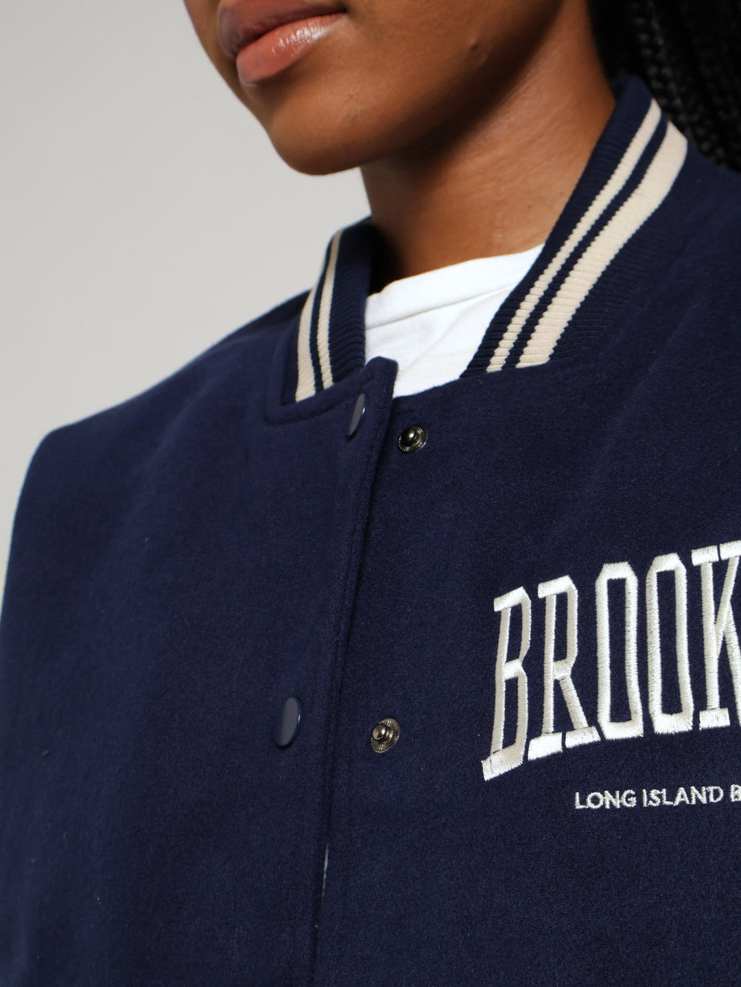 Melton Baseball Bomber Jacket - Navy