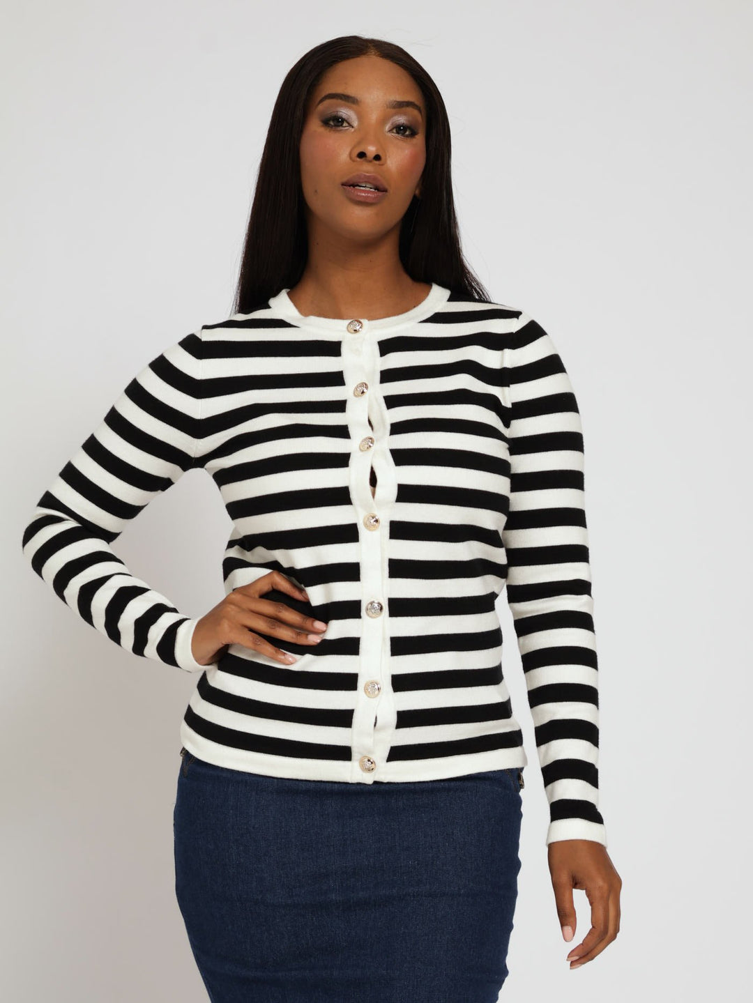 Stripe Cardigan - White/Black