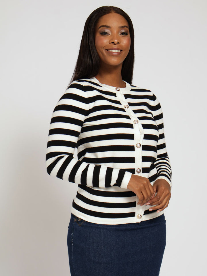 Stripe Cardigan - White/Black