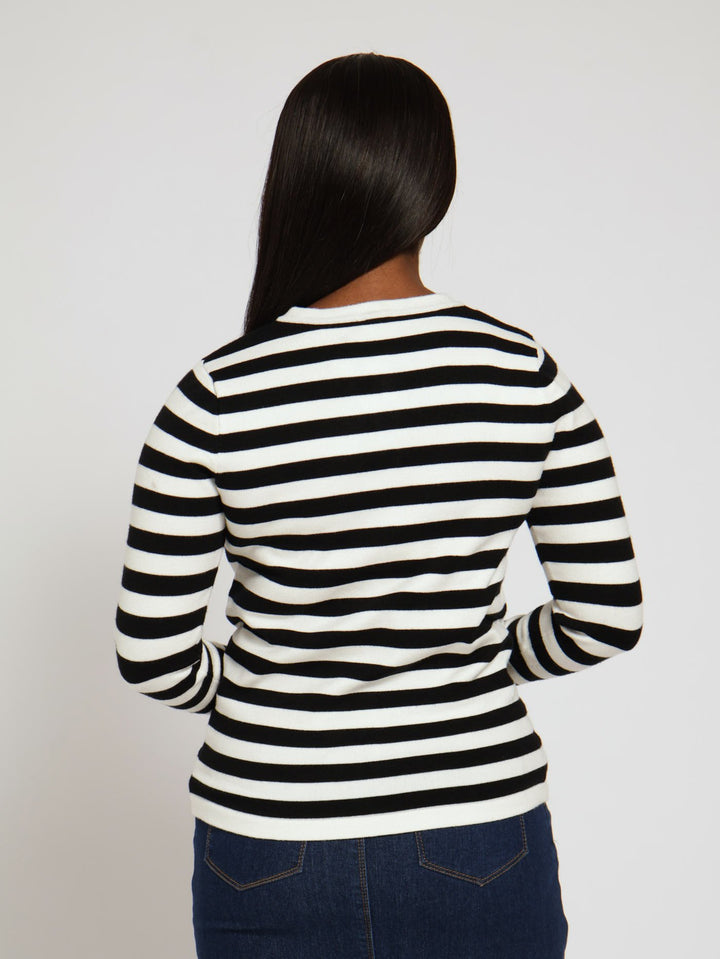 Stripe Cardigan - White/Black