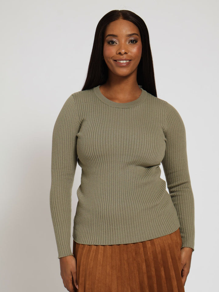 Ribbed Plain Pullover - Light Fatigue