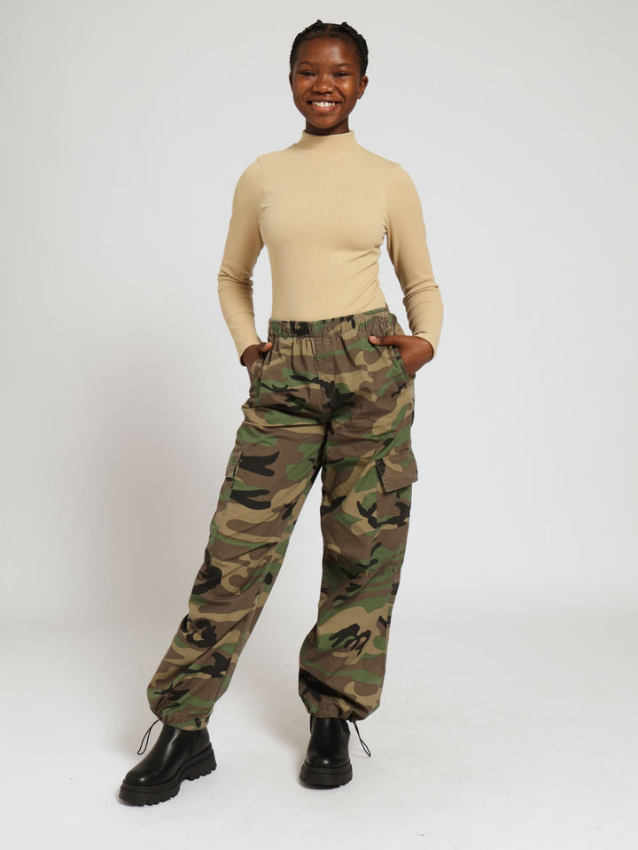 Girls Camo Utility Parachute Pants - Camo