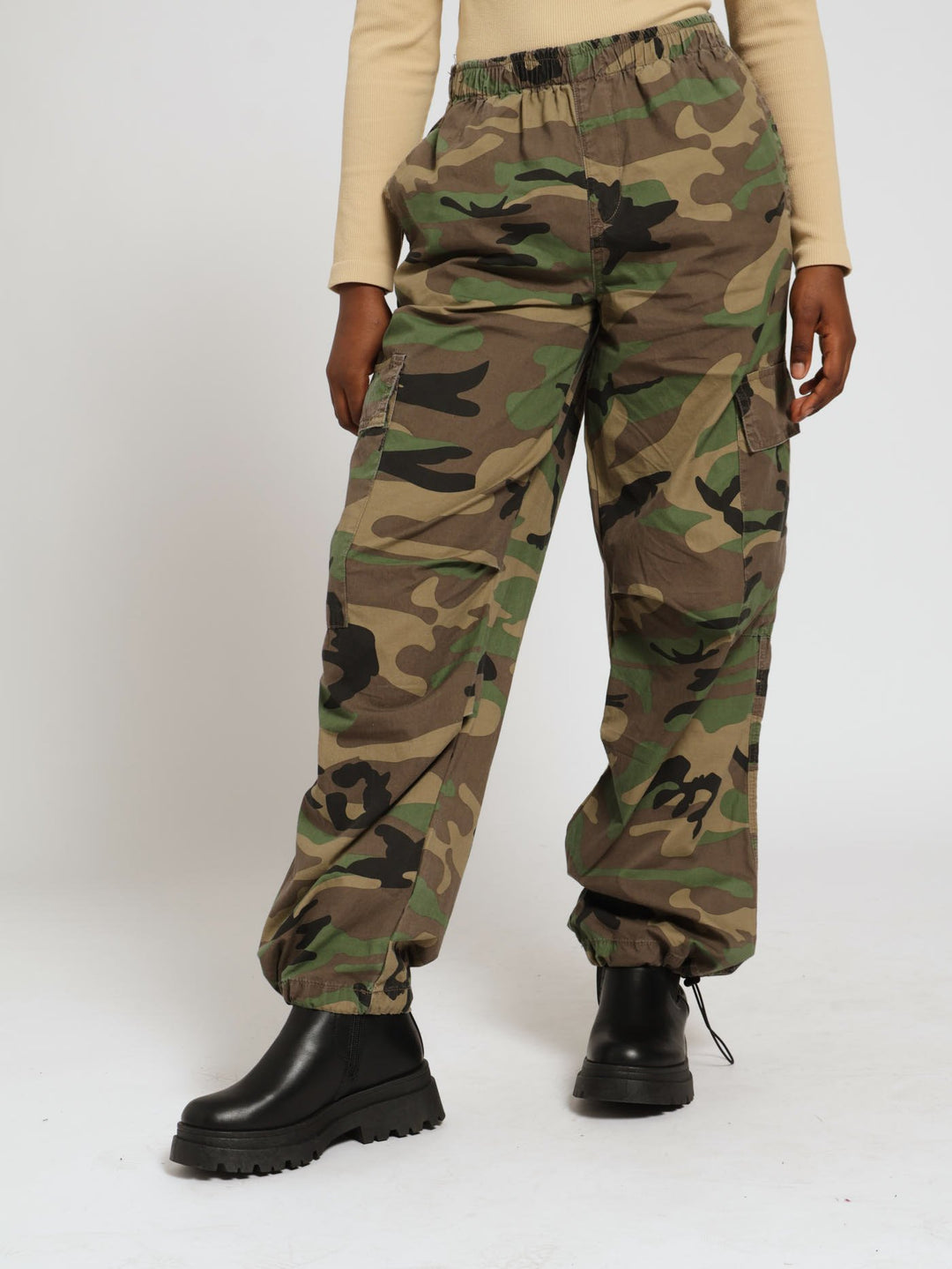 Girls Camo Utility Parachute Pants - Camo