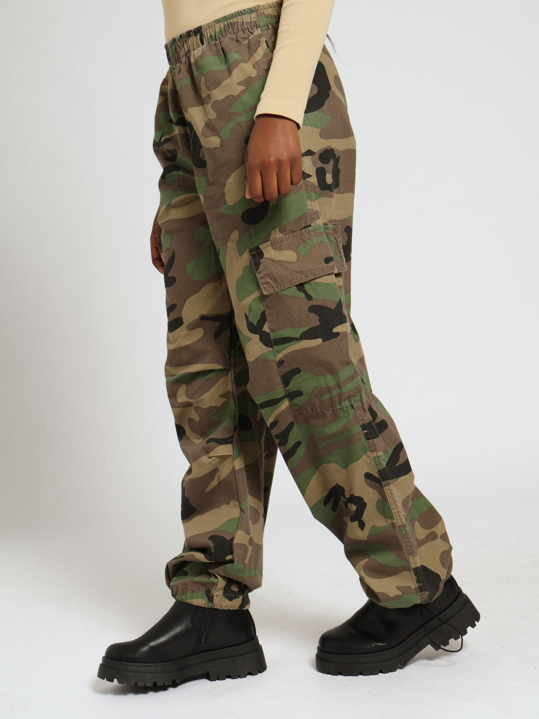 Girls Camo Utility Parachute Pants - Camo